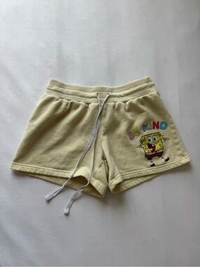 SpongeBob SquarePants Yellow Y2K Vintage Be Kind Sweat Shorts | Size Small
